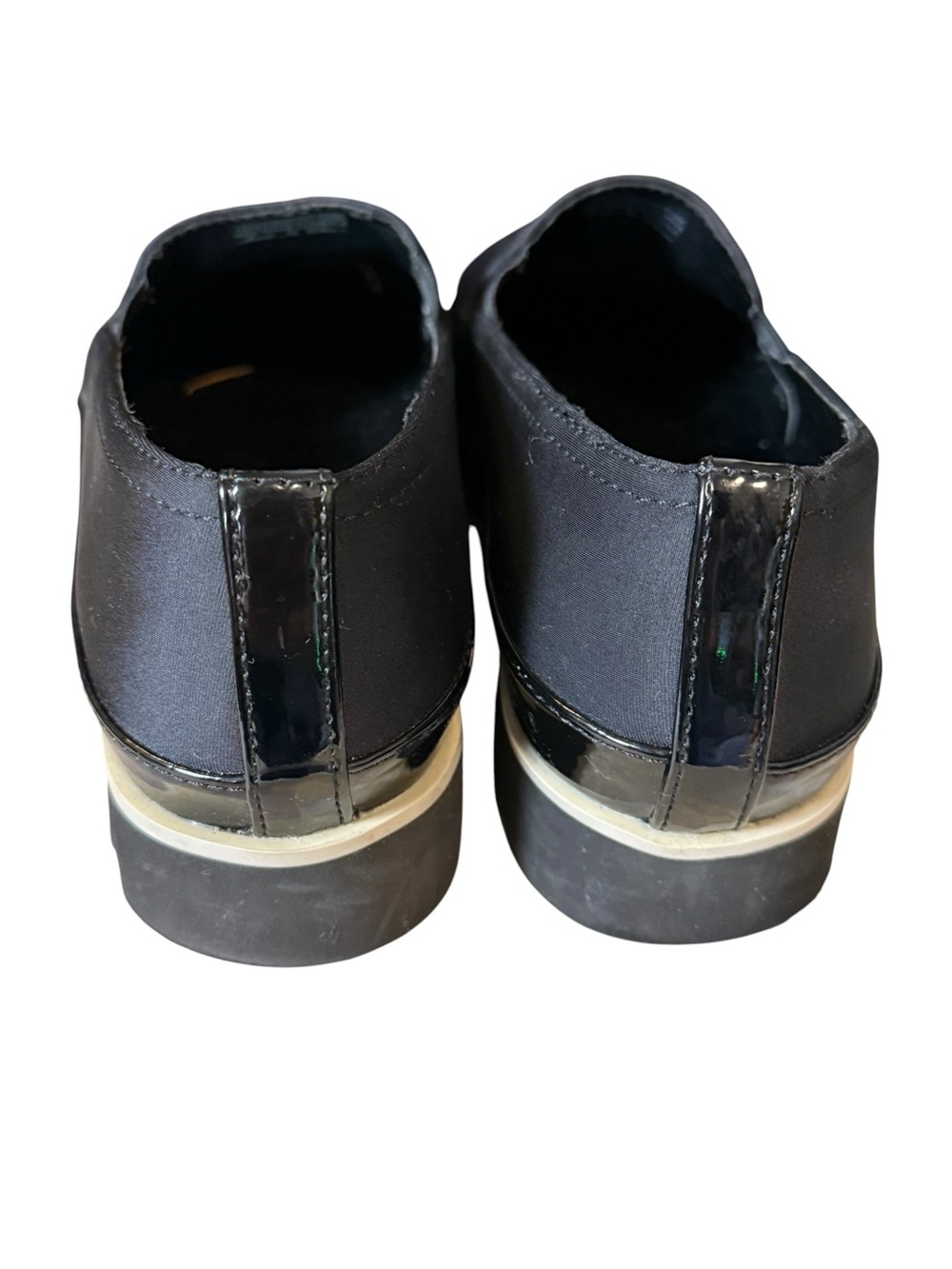 Donald Pliner Conner Black Stretch Fabric Patent Platform Loafers 6.5M - Picture 5 of 9